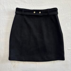 Black Faux Suede Haute Monde Skirt High Waisted Chic Elevated Basics Classic